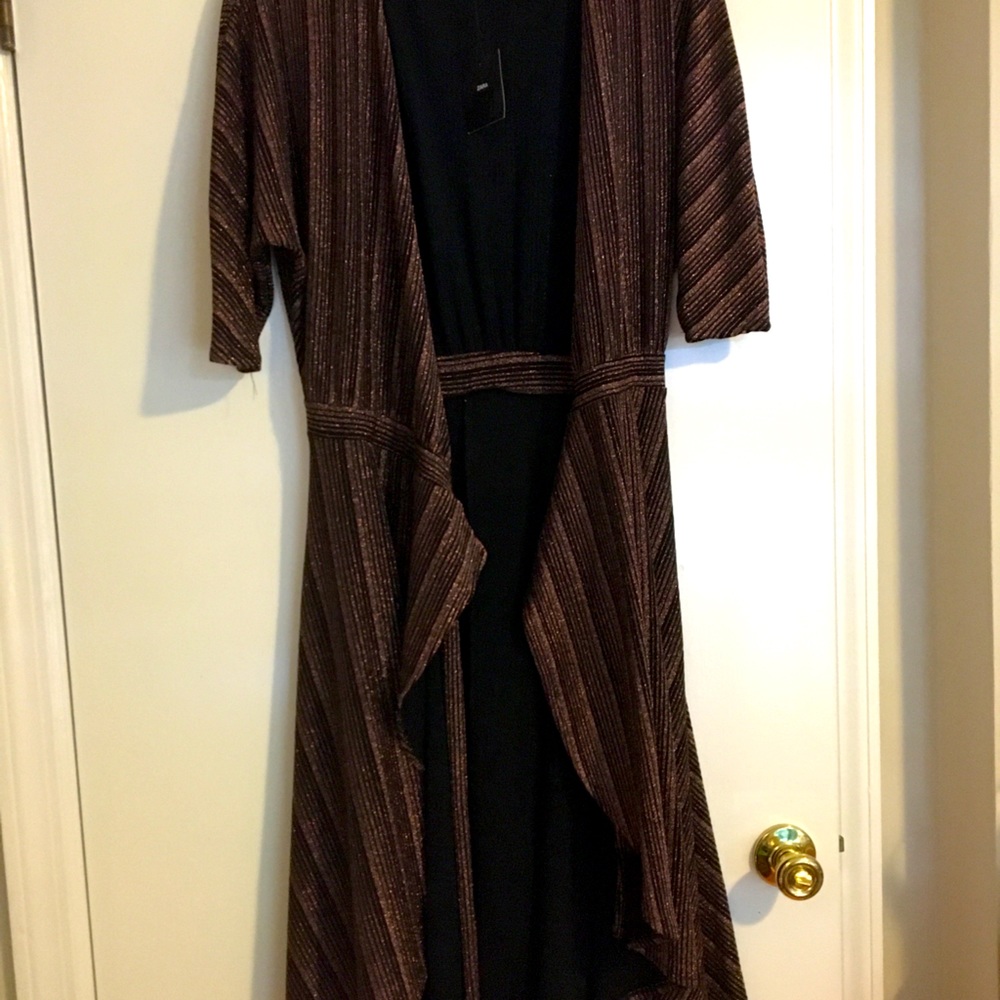 Metallic Rose Gold and Black Zara Wrap with belt